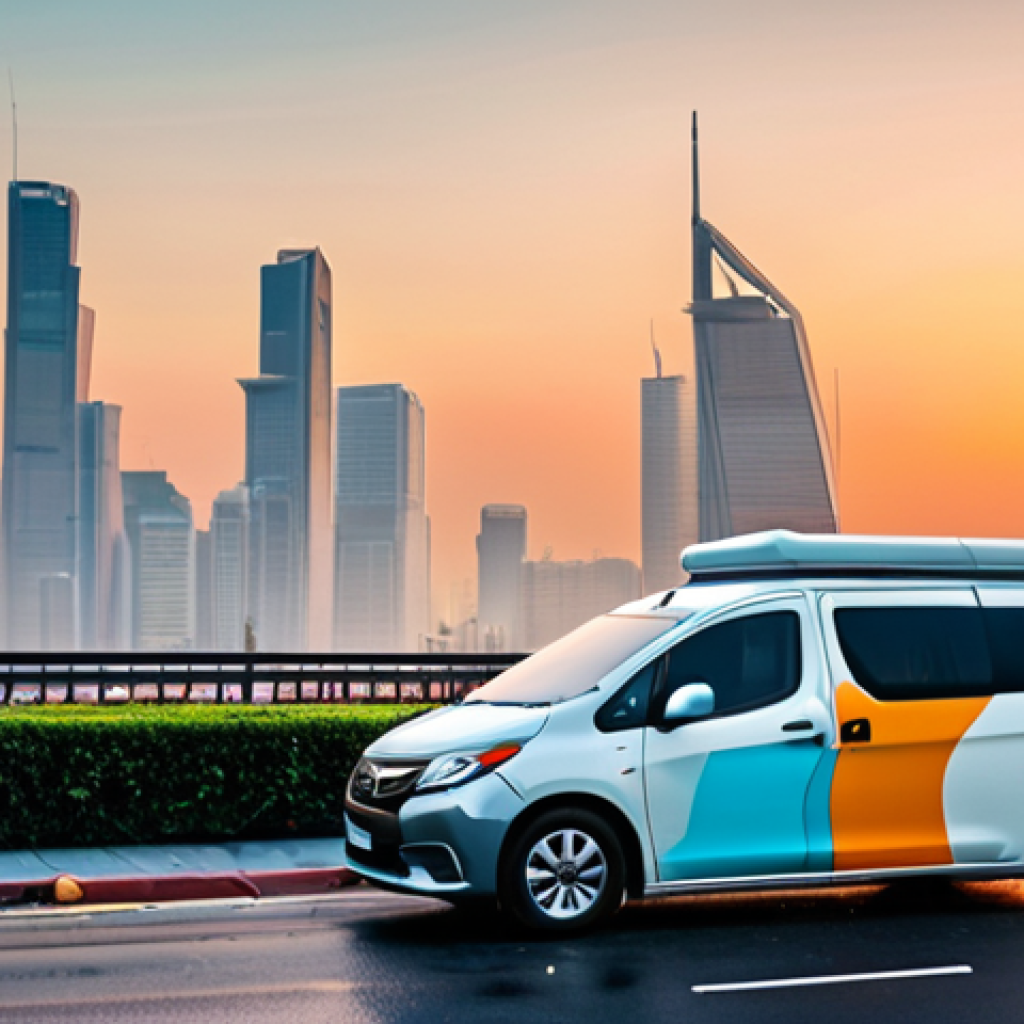 **Prompt:** "A vibrant, modern city skyline at sunset, where sleek apps on glowing screens connect smiling individuals enjoying seamless ride-sharing and chic vacation rentals, symbolizing the promise of convenience and freedom. However, subtly integrated into the scene are visual cues of the hidden costs: a hazy smog cloud over the city, scattered plastic food delivery waste, and a weary delivery driver resting near his vehicle, reflecting the environmental and social challenges. The image should convey a contrast between digital ease and underlying real-world impacts."
