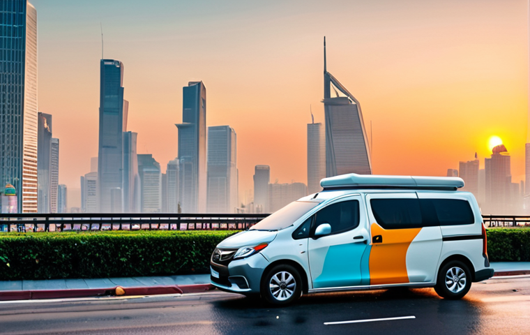 **Prompt:** "A vibrant, modern city skyline at sunset, where sleek apps on glowing screens connect smiling individuals enjoying seamless ride-sharing and chic vacation rentals, symbolizing the promise of convenience and freedom. However, subtly integrated into the scene are visual cues of the hidden costs: a hazy smog cloud over the city, scattered plastic food delivery waste, and a weary delivery driver resting near his vehicle, reflecting the environmental and social challenges. The image should convey a contrast between digital ease and underlying real-world impacts."