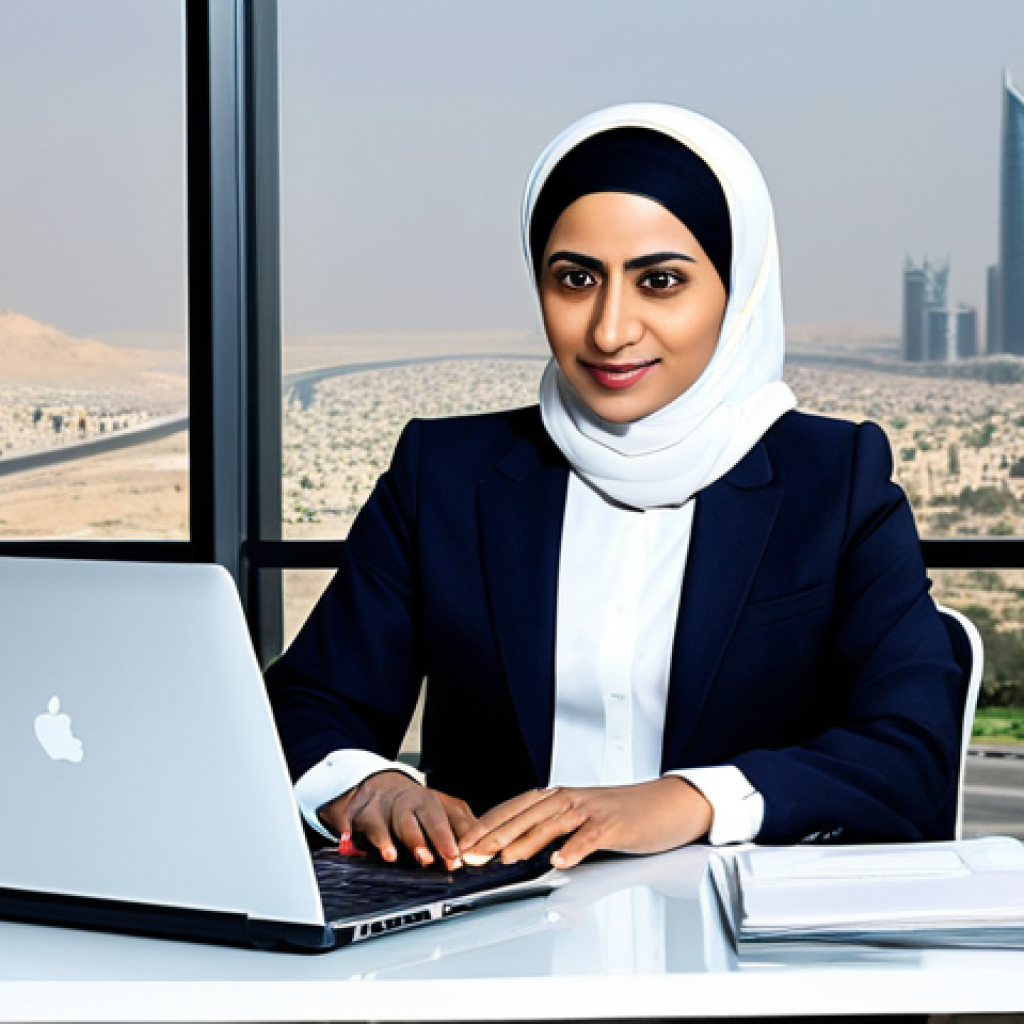 디지털 공유경제의 시장 규모 분석 - Modern Riyadh Professional**
"A successful Saudi businesswoman in a stylish, modest business suit, ...
