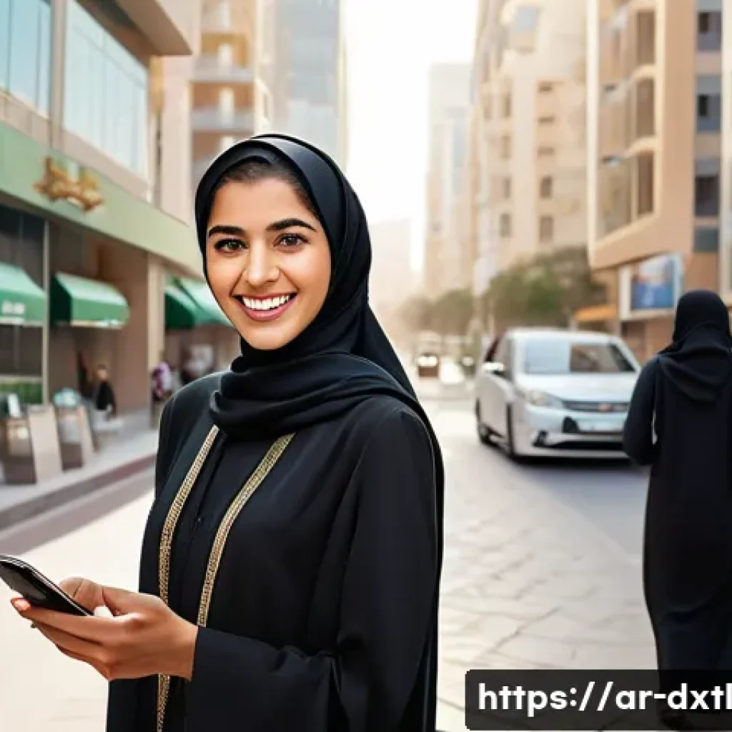 디지털 공유경제의 사례 비교 분석 - **Prompt:** A vibrant, photorealistic street scene in a bustling modern Arab city. In the foreground...