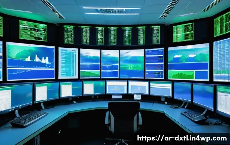 디지털 공유경제의 인프라 구축 - A modern digital infrastructure control room featuring large transparent screens displaying real-tim...