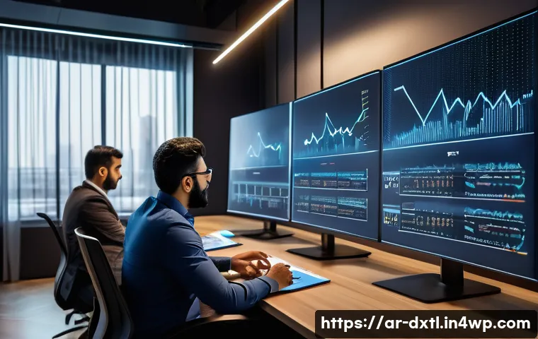 디지털 공유경제에서의 성과 측정 방법 - A detailed digital workspace scene showing a diverse team of Arab professionals analyzing big data o...