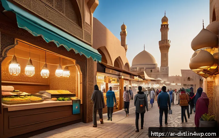 디지털 공유경제의 시장 진입 전략 - A vibrant digital marketplace scene set in a Middle Eastern urban environment, showcasing diverse Ar...